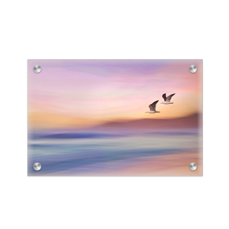 "Seagulls Long Beach" Acrylic Wall Art