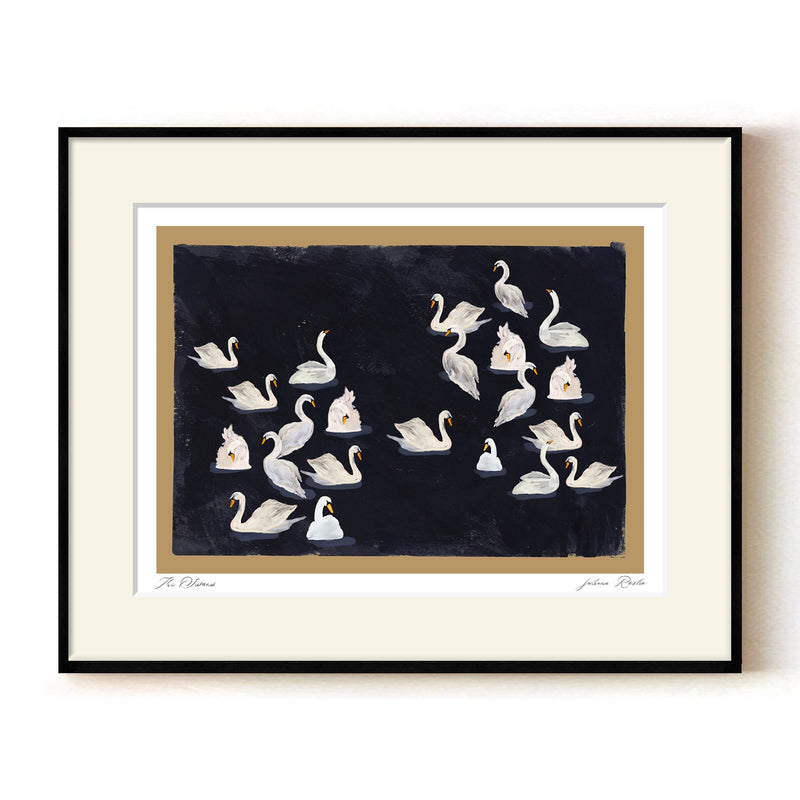 "The Swans" Framed Matted Print Wall Art by ChiChi Décor