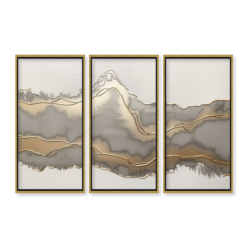 "Metallic Landscape Trptych"Framed Embellished Canvas Wall Art