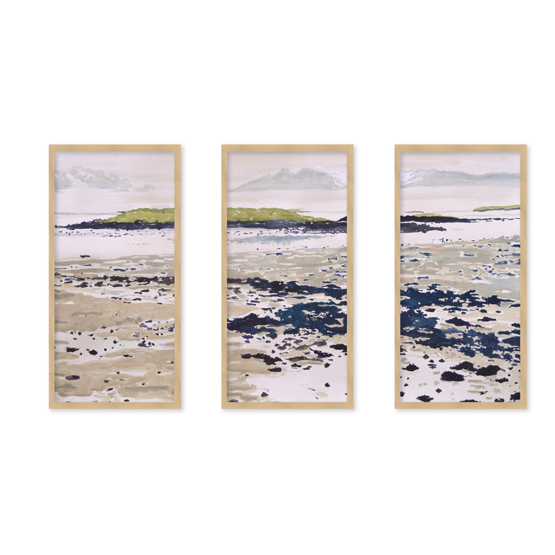 "Ethereal Shores" Set of Three Framed Textured Wall Art