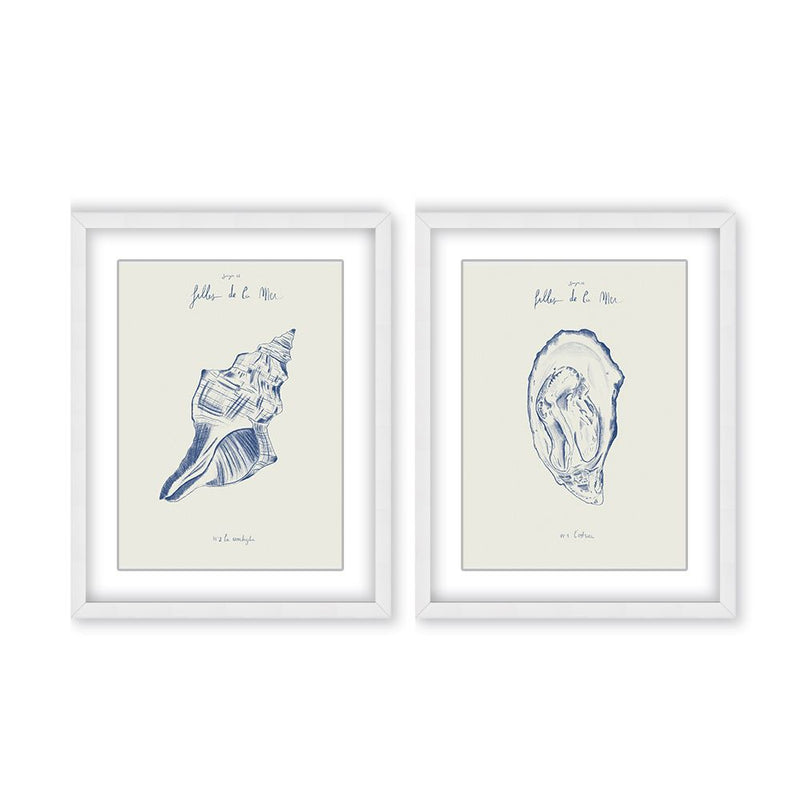 "Filles de la mer- La conchiglia Diptych" Framed Matted Print Wall Art