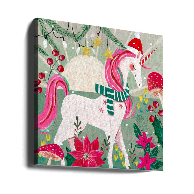 "Christmas Unicorn" Wrapped Canvas Wall Art