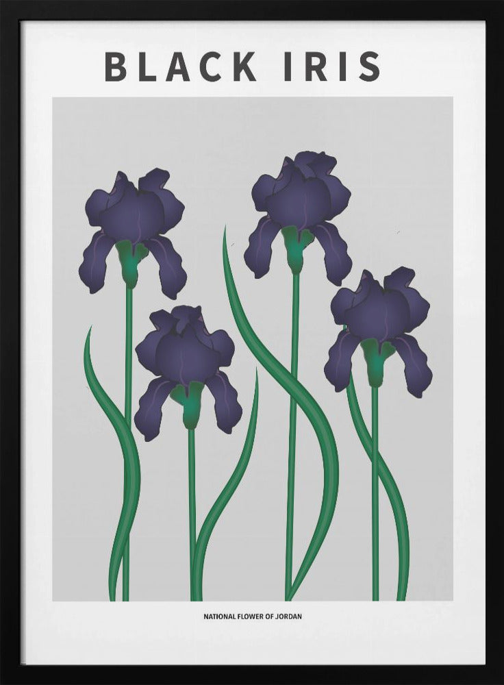 "Black Iris" Framed Textured Wall Art