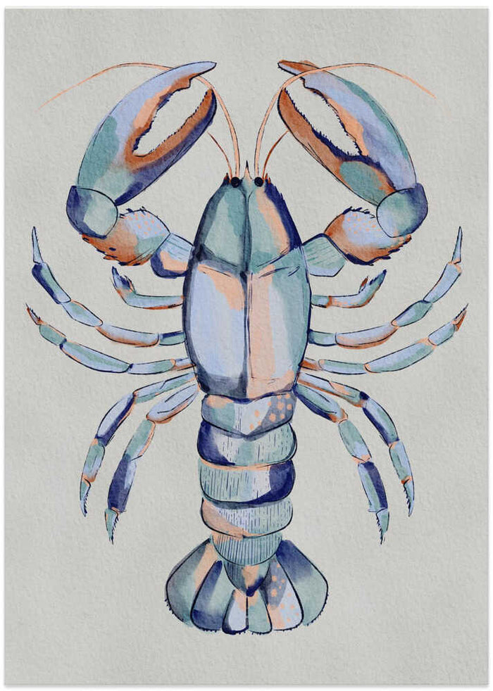 "Watercolor Blue Lobster" by Nikita Jariwala — Animals Wall Art