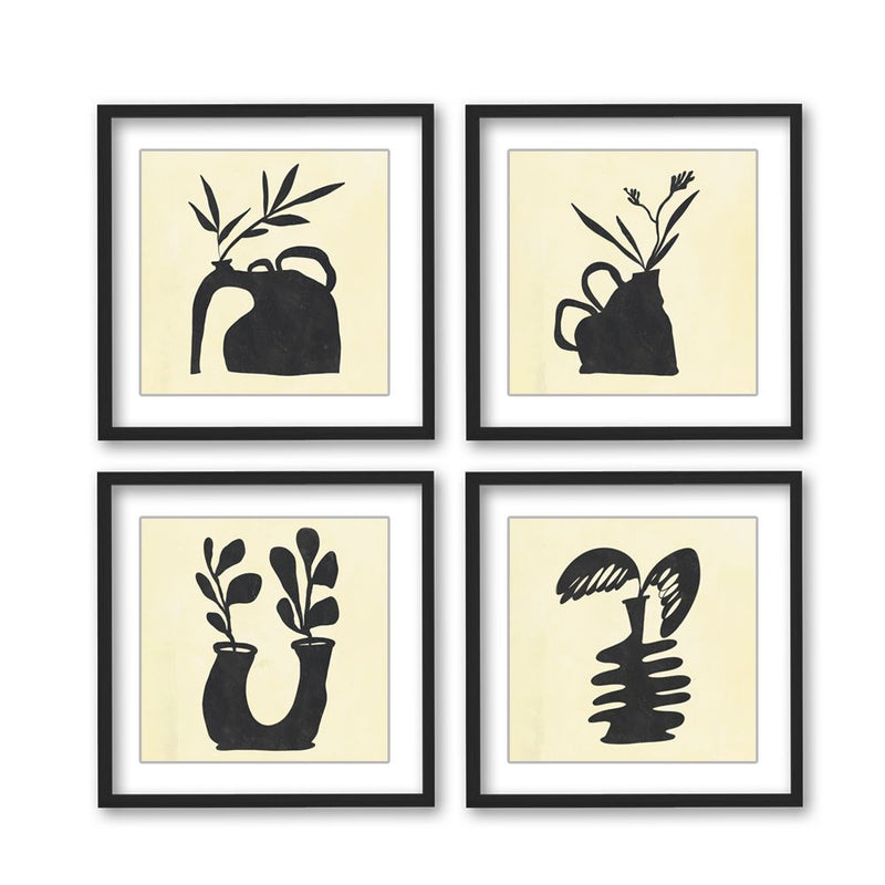 "Royal Bloom Quartet" Framed Matted Print Wall Art