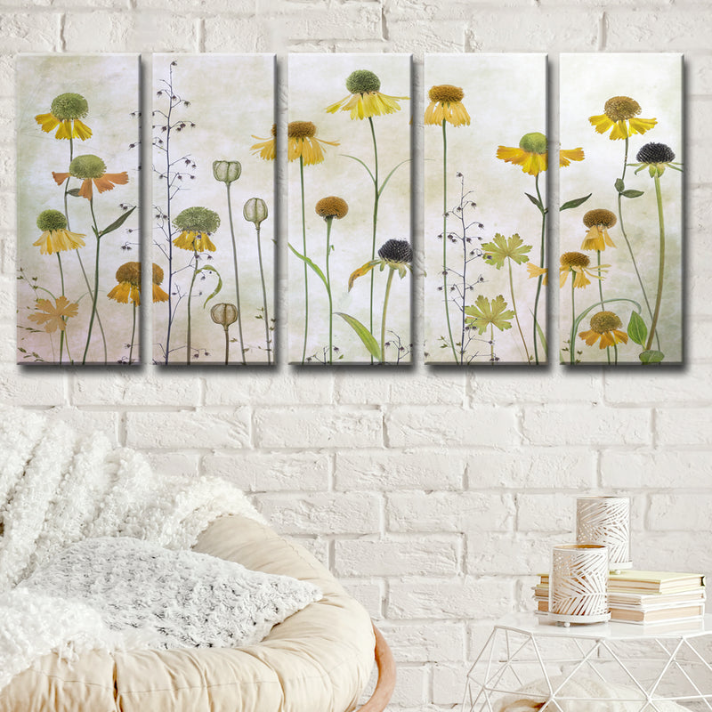 Helenium' 5 Piece Wrapped Canvas Wall Art Set