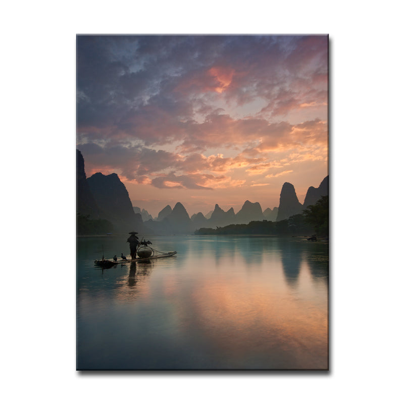 Li River Sunrise' Wrapped Canvas Wall Art