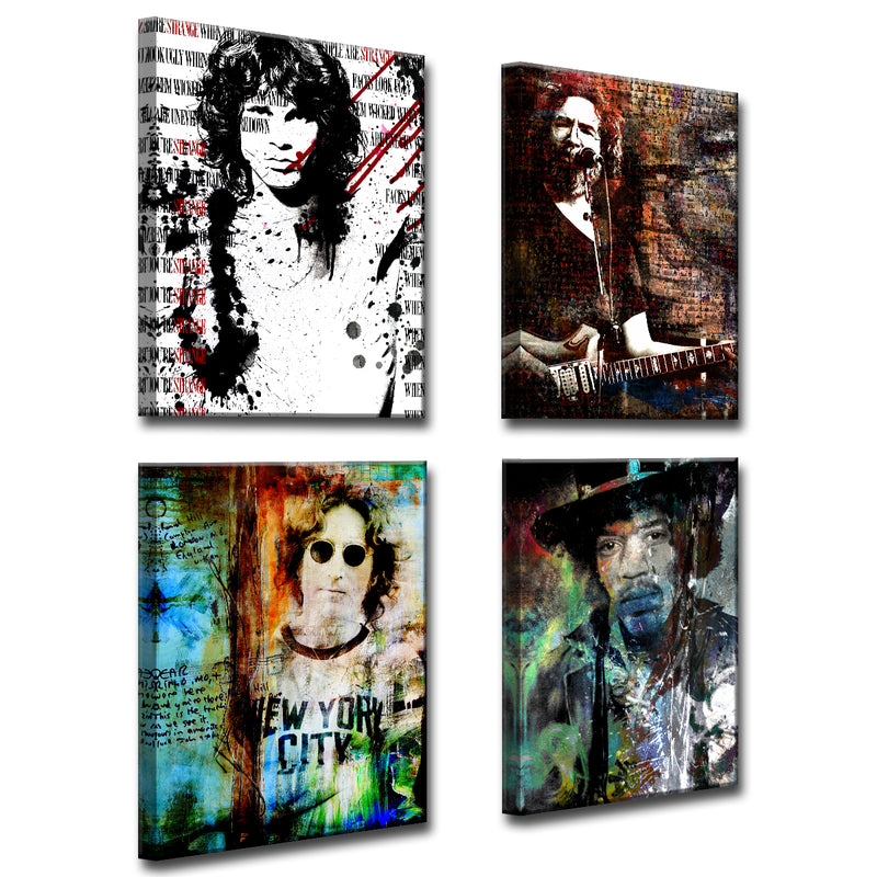 'Rock Stars' 4-Piece Wrapped Canvas Wall Art Set