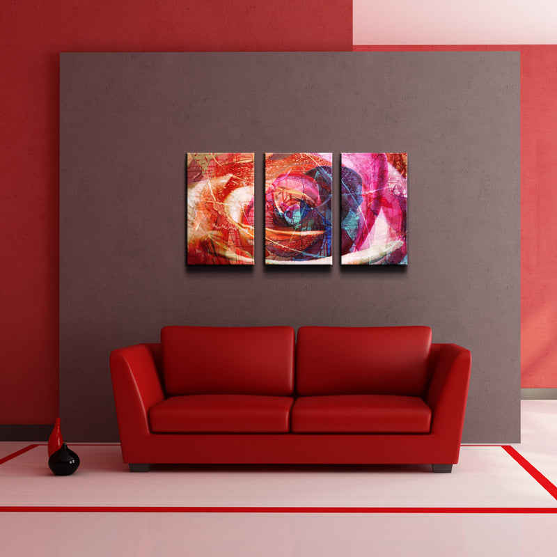Abstract Rose' 3 Piece Wrapped Canvas Wall Art Set