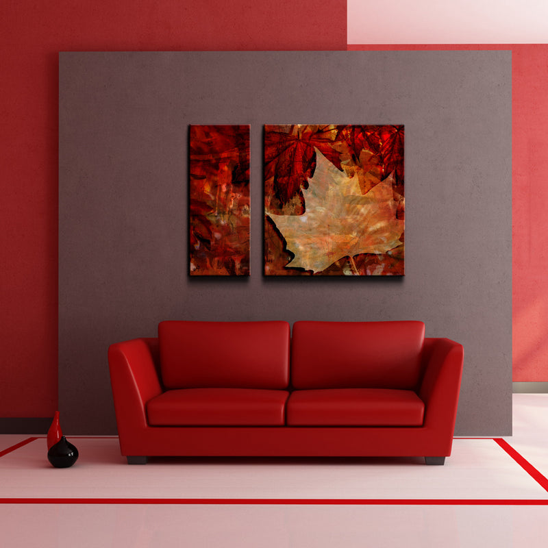 Abstract Autumn' 2 Piece Wrapped Canvas Wall Art Set