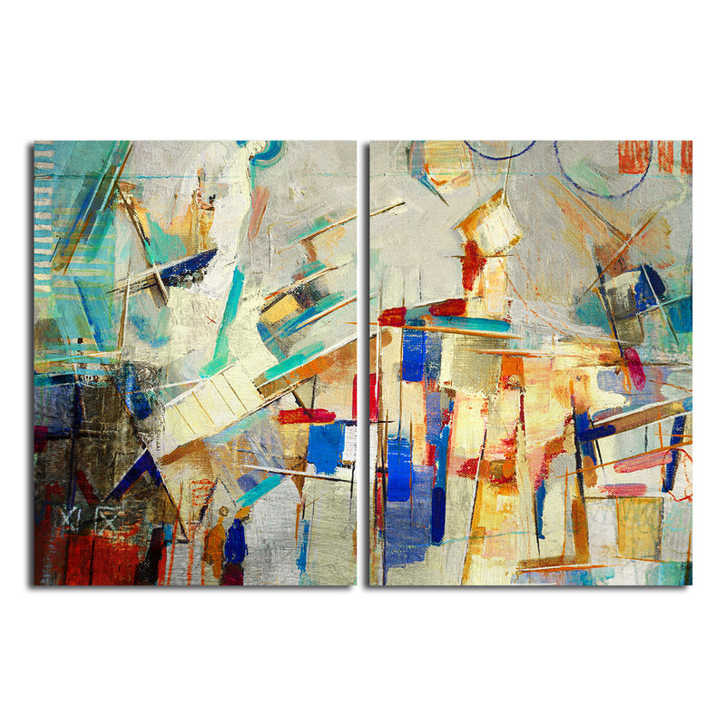 Bueno Exchange XXV' 2 Piece Wrapped Canvas Wall Art Set - Ready2HangArt