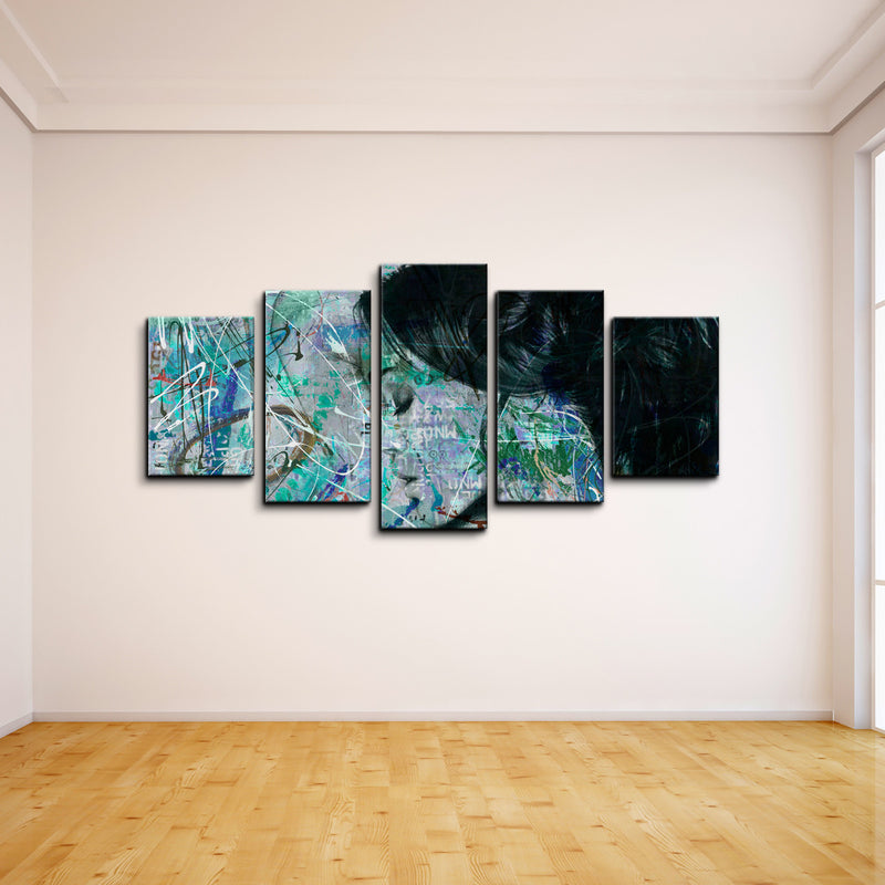 Abstract Girl 3' 5 Piece Wrapped Canvas Wall Art