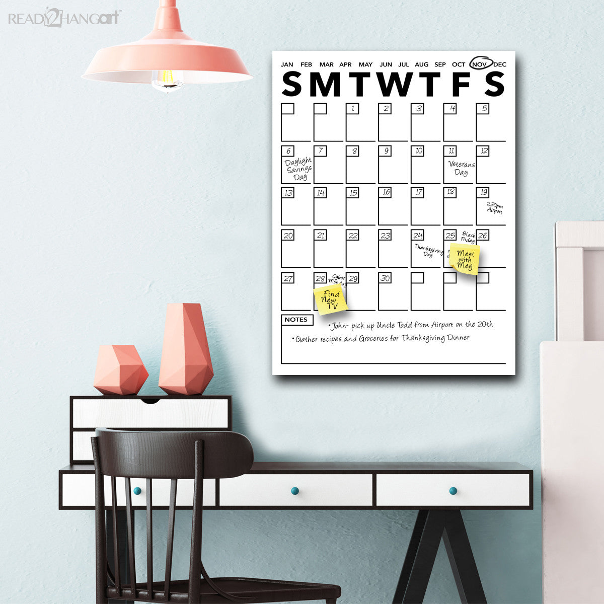Modern Dry Erase Monthly Calendar on ArtPlexi – Ready2HangArt