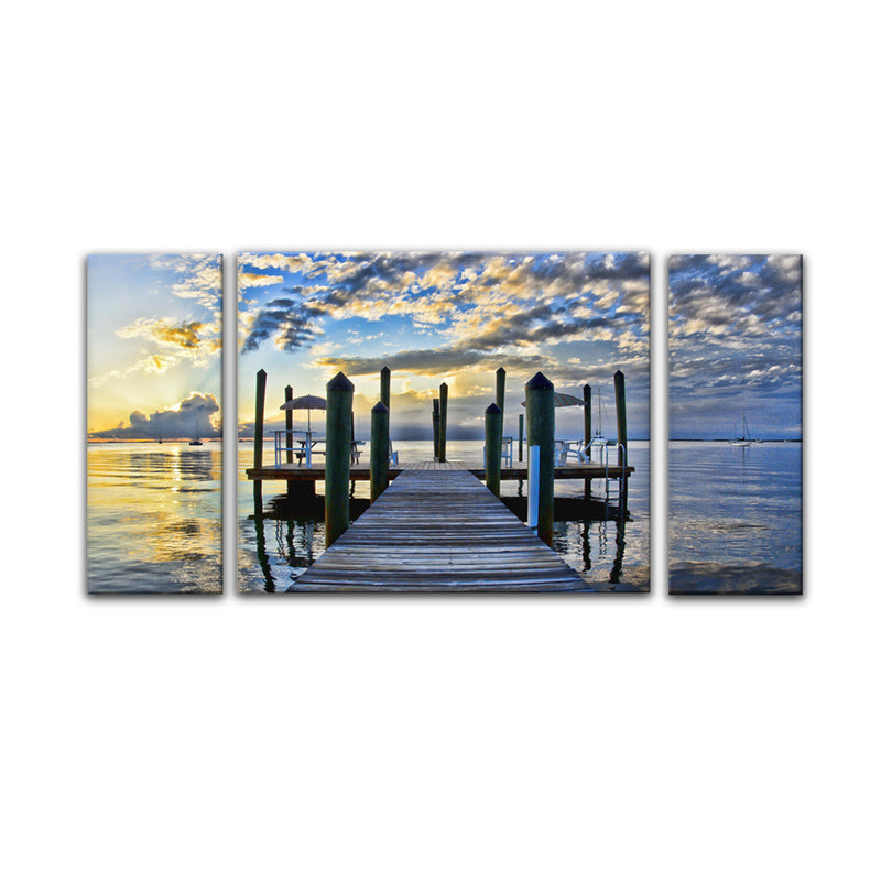 'Pier Burst' 3-Piece Wrapped Canvas Wall Art Set