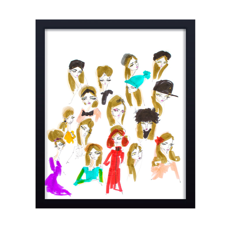 'Hats And Hair' Framed Print Wall Art