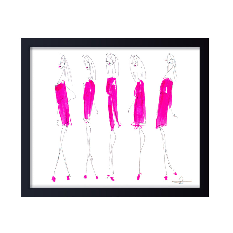 'Five In Fuchsia' Framed Print Wall Art