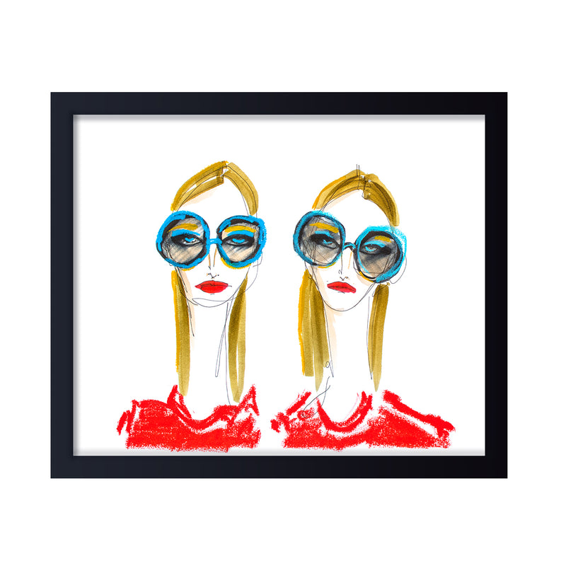 'Babes In Blue Sunnies' Framed Print Wall Art