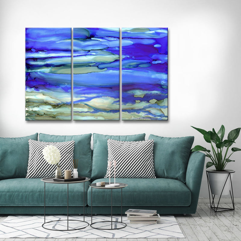Ocean Blue' 3 Piece Wrapped Canvas Wall Art Set