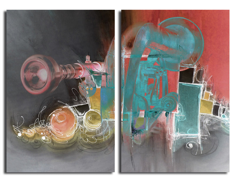 The Color of Jazz XIII' 2 Piece Wrapped Canvas Wall Art Set