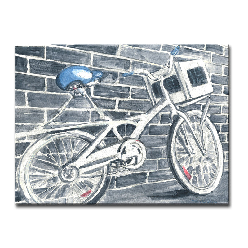 'Blue Bikeseat' Wrapped Canvas Wall Art