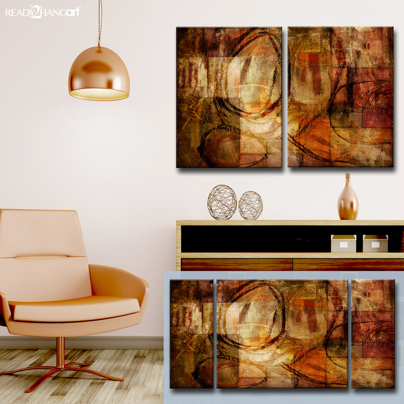 Earth Tone Abstract III' Wrapped Canvas Wall Art Set - Ready2HangArt