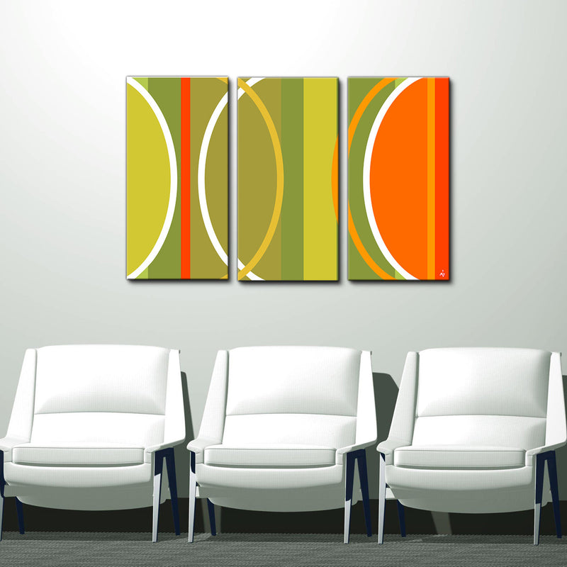 Geometric Study II-B'  3 Piece Wrapped Canvas Wall Art Set