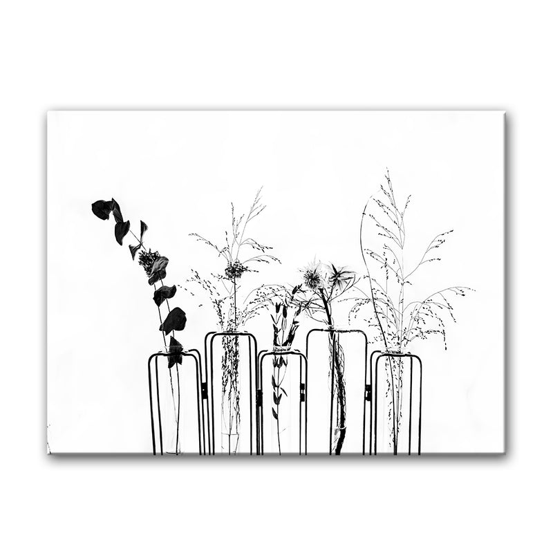 Black Flowers on White Background' Wrapped Canvas Wall Art