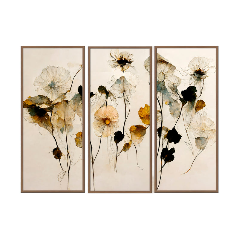"Beautiful Dry Flowers" Framed 3-Piece Wall Art Set