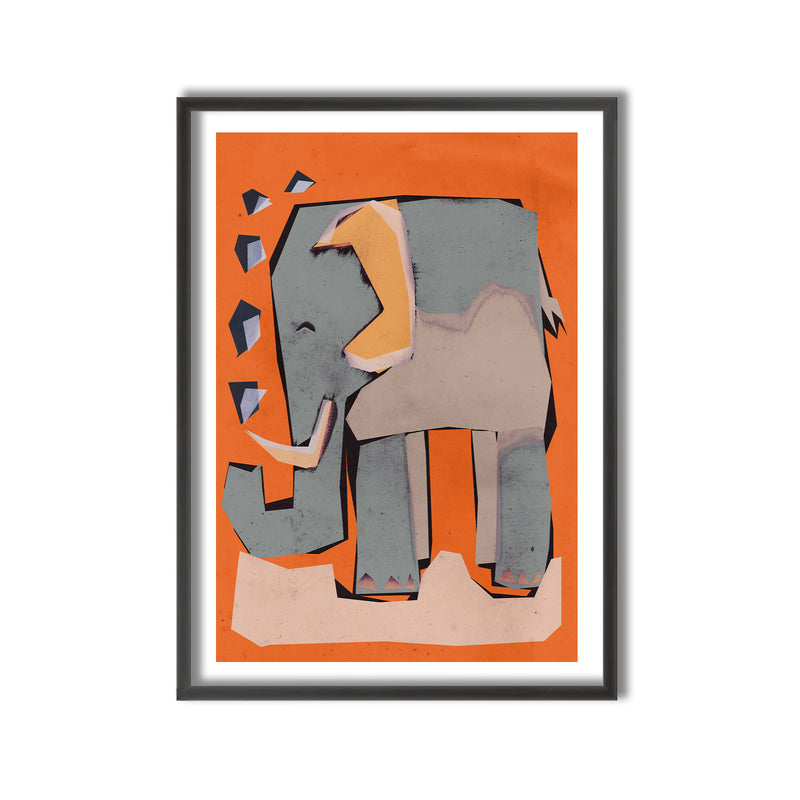 Kids Framed Art Print | Happy Elephant
