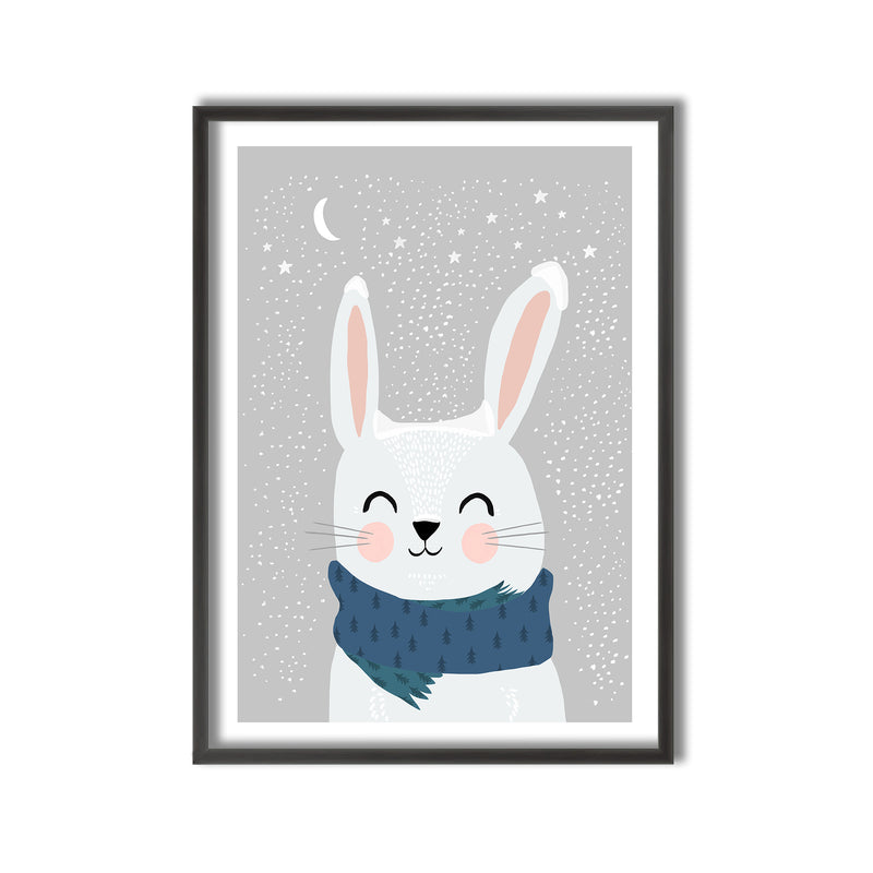 Kids Framed Art Print | Snow Bunny