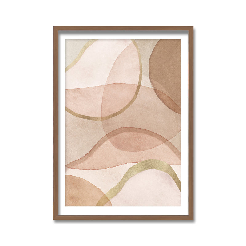 "Blush and Brown Abstract" Framed Print Wall Art