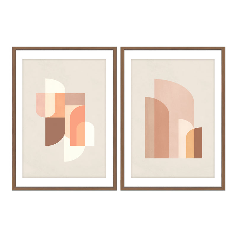 "Retro Geometric I" Framed 2-Piece Wall Art Set