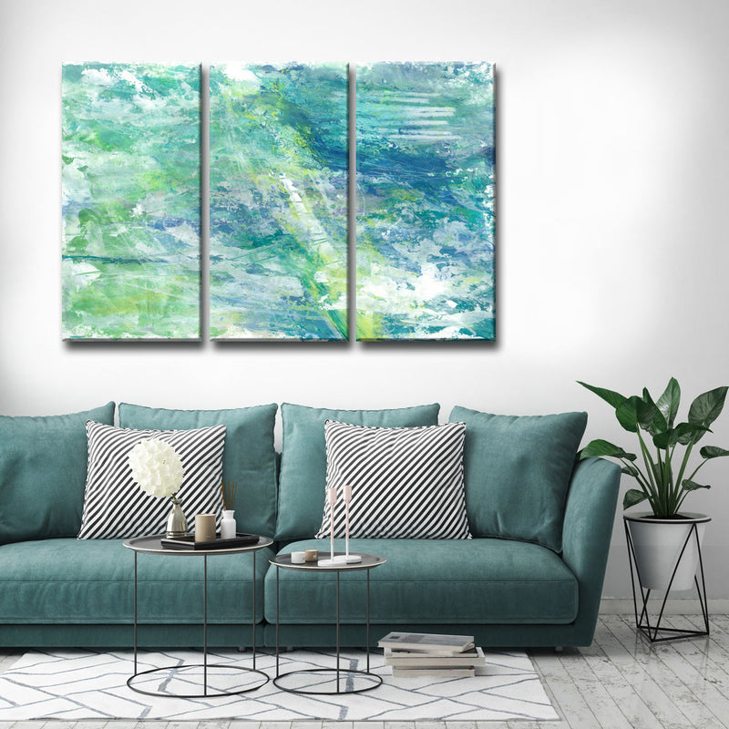Cool Aqua Ocean Reef' 3 Piece Wrapped Canvas Wall Art Set