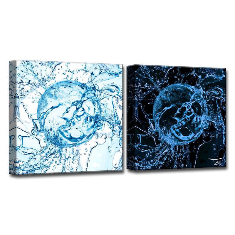 Aqueous Trance XIX-AB' Wrapped Canvas Wall Art Set