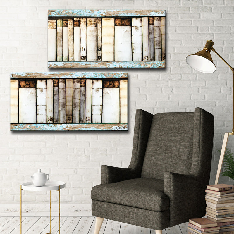 'Vintage Bookshelf'  2-PC Canvas Art Set