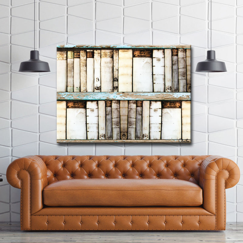 'Vintage Bookshelf'  Canvas Art