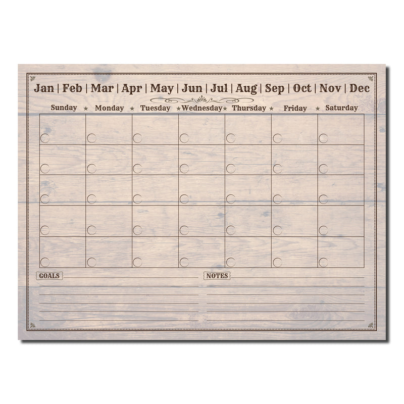 Rustic' Dry Erase Monthly Calendar on ArtPlexi