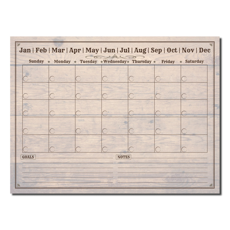 Rustic' Dry Erase Monthly Calendar on ArtPlexi
