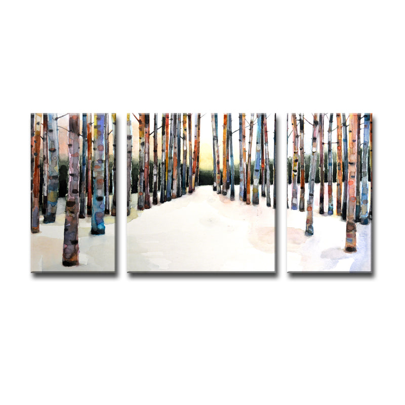 'Painted Winter Grove' 3 Piece Wrapped Canvas Wall Art Set