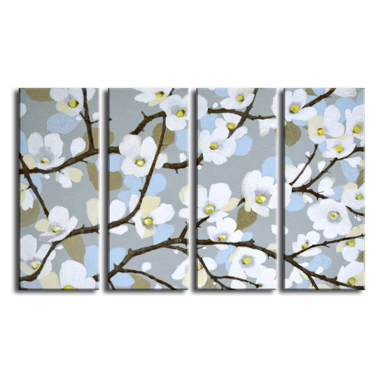 'Dogwood Blossoms' 4 Piece Wrapped Canvas Wall Art Set