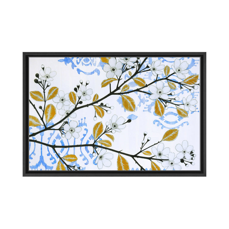 Ikat Cherry Blossom Framed Canvas Wall Art