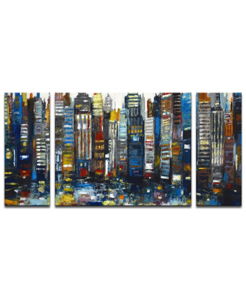 'Never Sleeps' 3 Piece Wrapped Canvas Wall Art Set