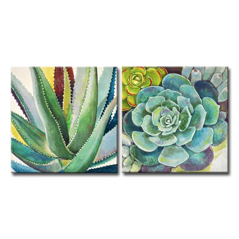 'Brilliant Succulents I/II' Wrapped Canvas Wall Art Set