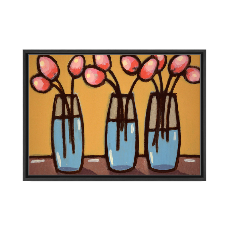 III Bouquets Framed Canvas Wall Art