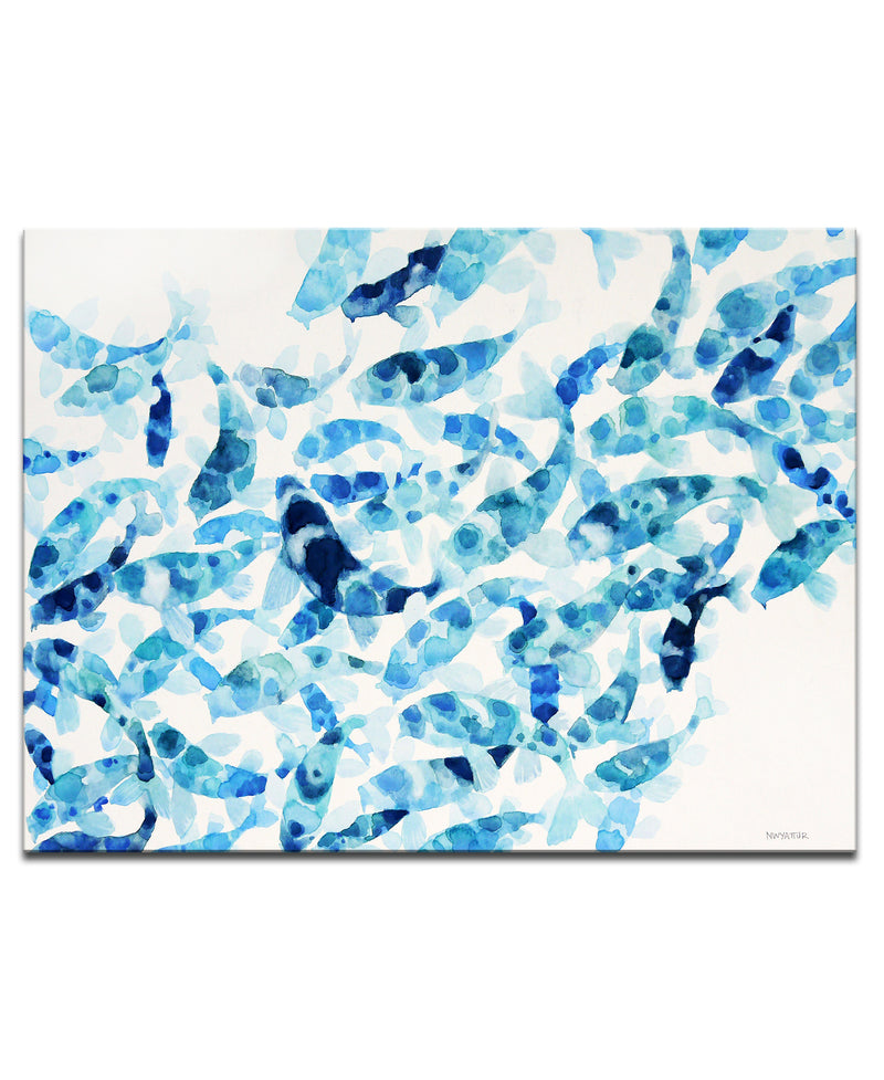 'Blue Koi' Wrapped Canvas Wall Art