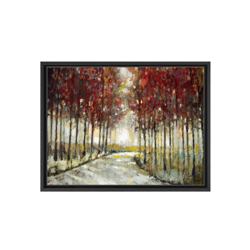 Autumn Morning Drive Framed Canvas Wall Art
