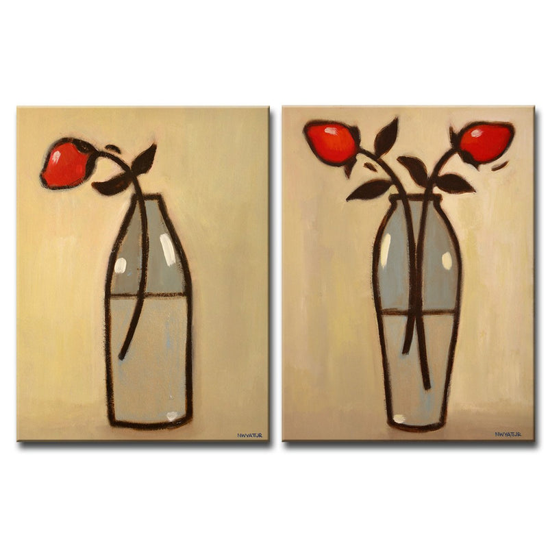 'Minimalist Rose I/II' 2 Piece Wrapped Canvas Wall Art Set