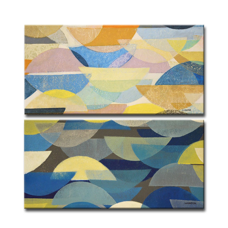 'Day/Night I' 2 Piece Wrapped Canvas Wall Art Set