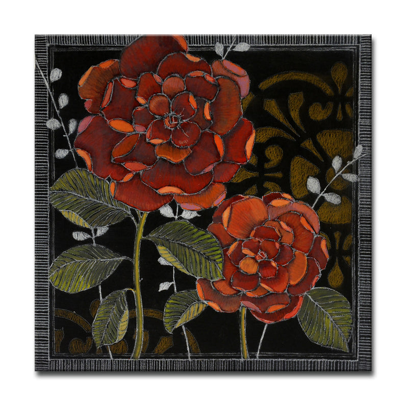 'Gilt Slate Flora II' Wrapped Canvas Wall Art