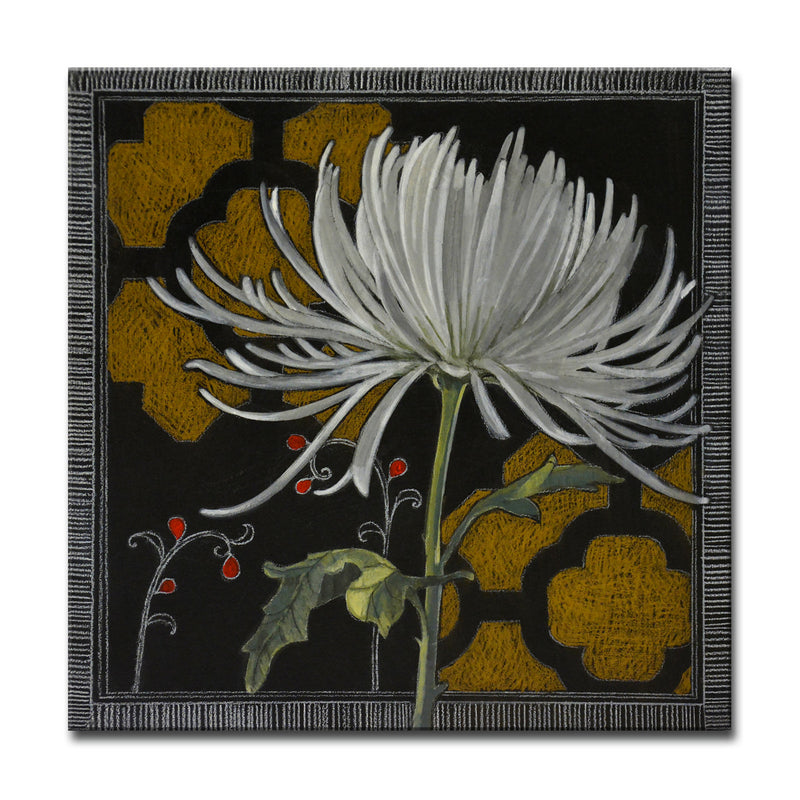 'Gilt Slate Flora III' Wrapped Canvas Wall Art